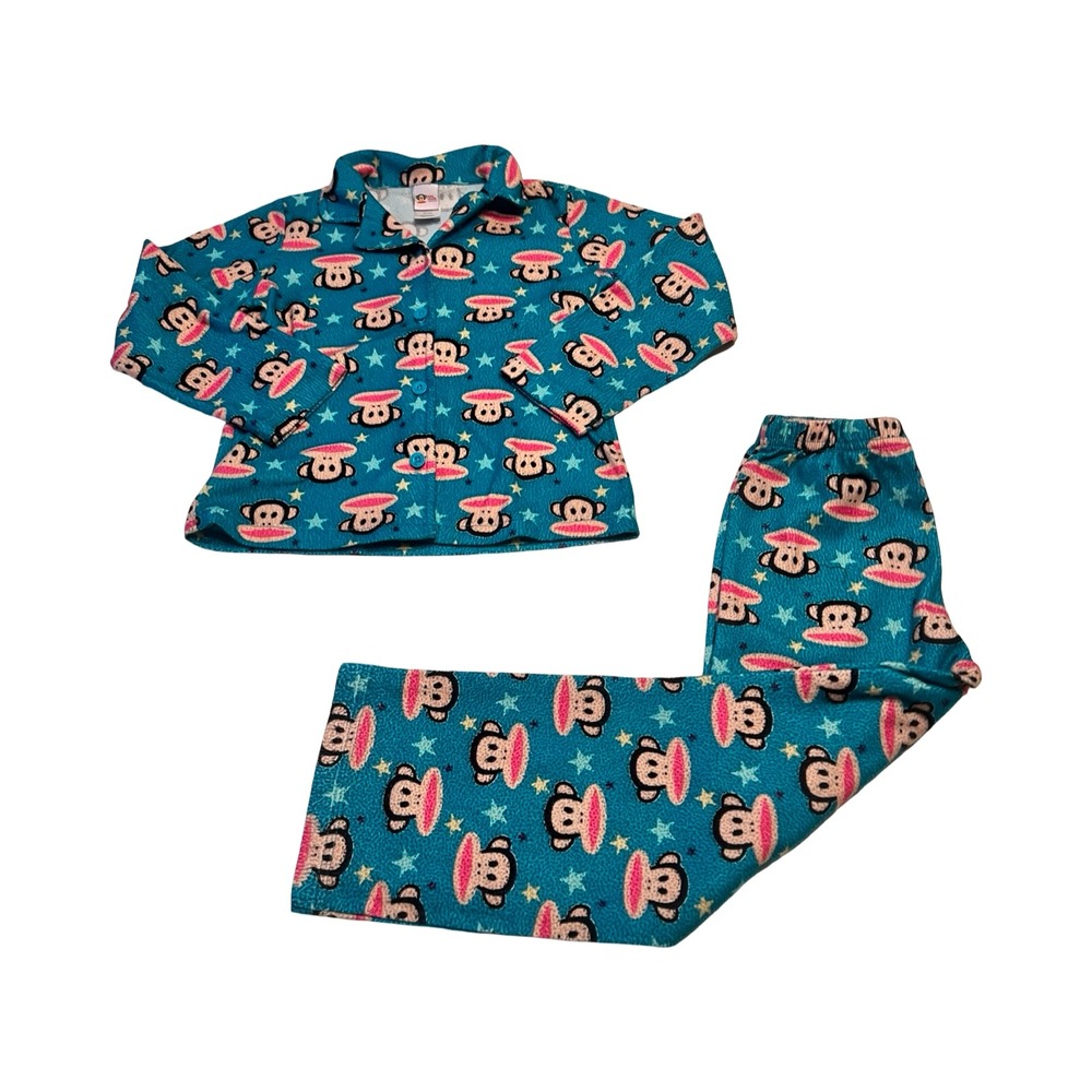 Paul Frank for‎ Target Girls Teal Julius Monkey Fleece Pajama Set Size S 2 Piece